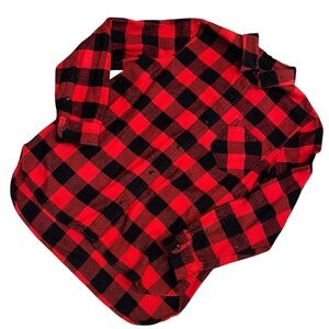 MADEWELL Flannel Ex-Boyfriend Shirt in Buffalo Check Red & Black Womens Medium